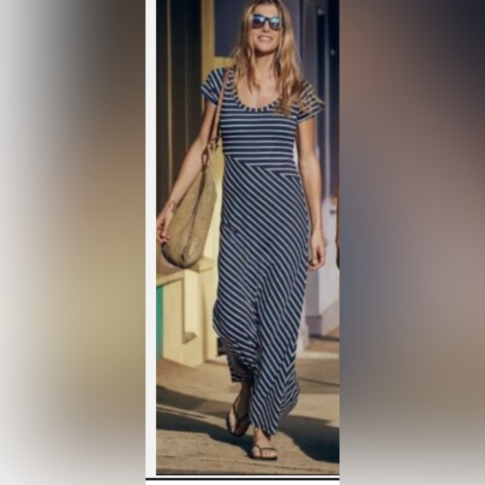 Athleta Maxi Dress Navy White Size XS